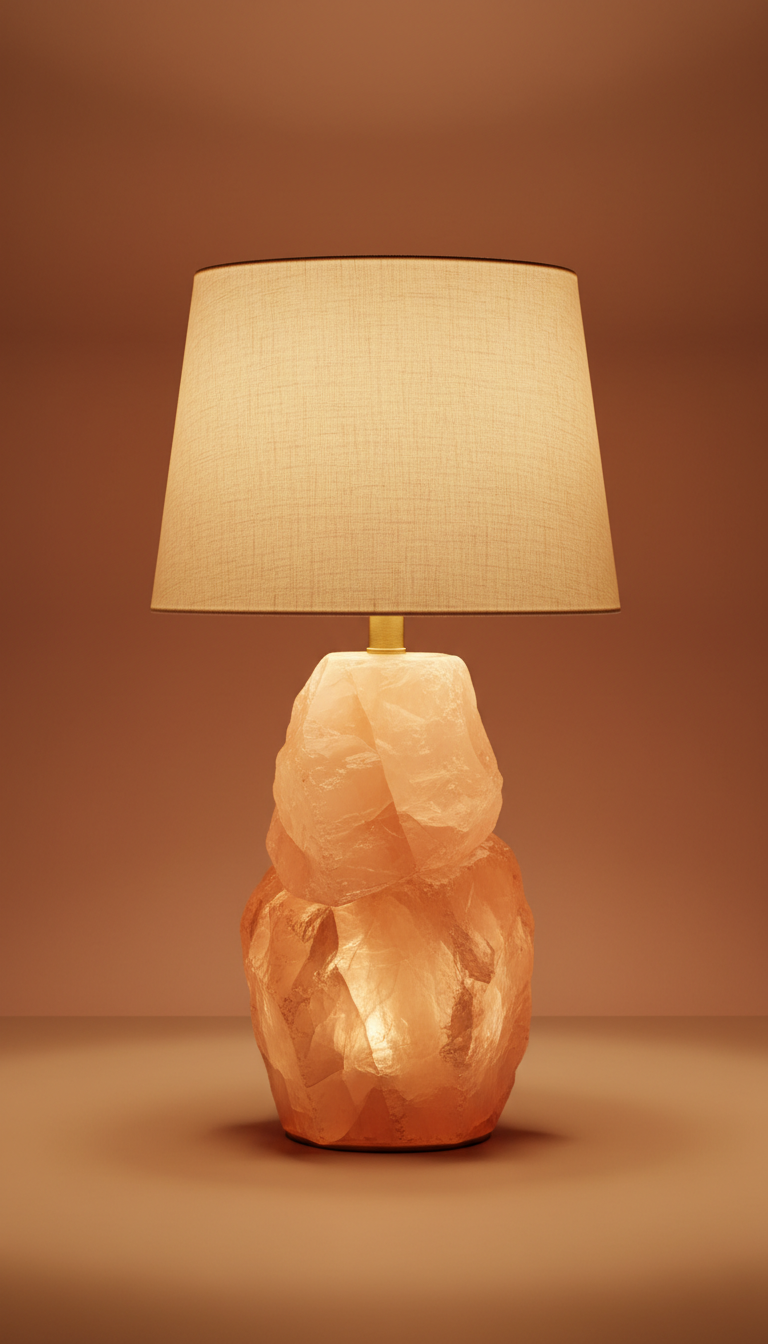 Peach Quartz Sculptural Table Lamp