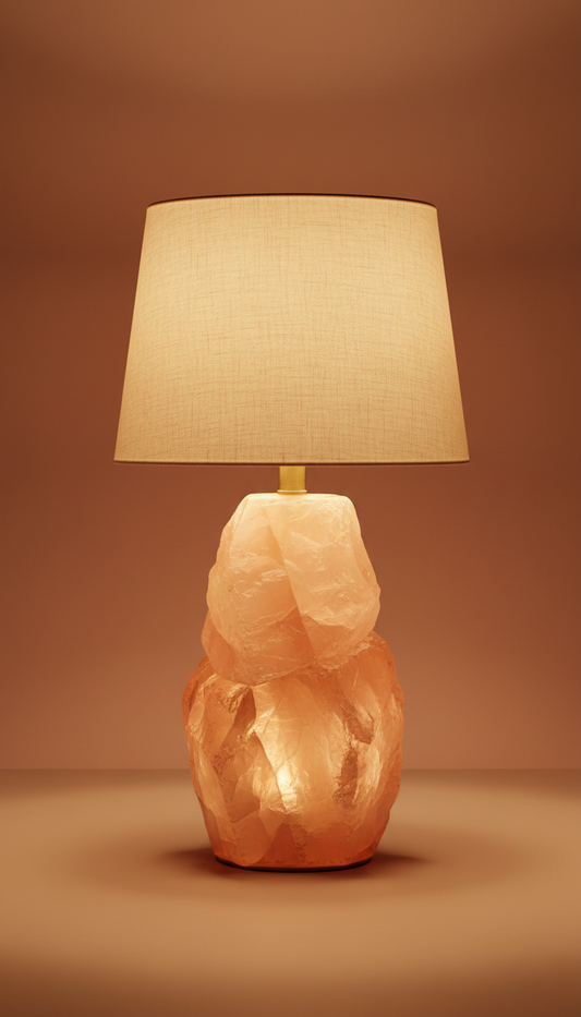 Peach Quartz Sculptural Table Lamp