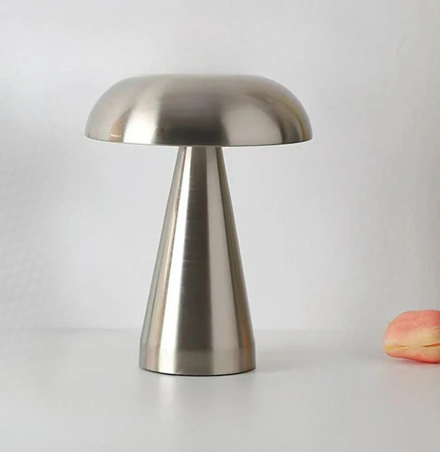Mushroom Table Lamp Portable Touch Rechargeable LED Bedside Light Touch Control Reading Lamp for Bedroom Nightstands Metal