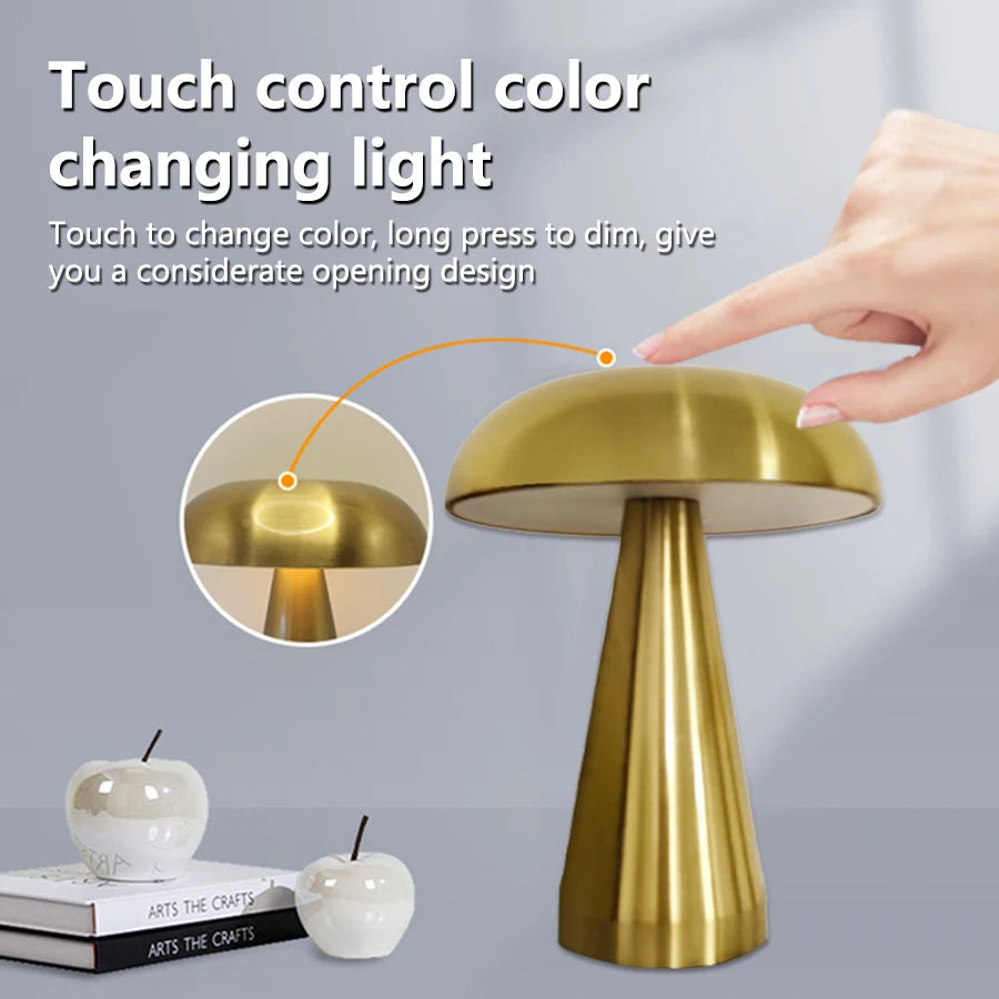 Retro Mushroom Glow Lamp – Touch & Rechargeable