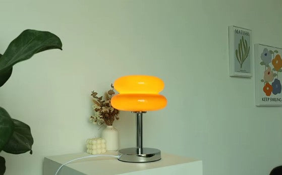 Macaron Glass Table Lamp Trichromatic Dimming Living Room Atmosphere Lamps Night Light Bedroom Bedside Decor