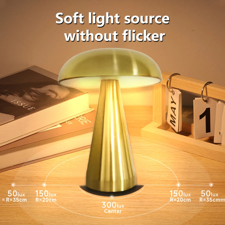 Retro Mushroom Glow Lamp – Touch & Rechargeable