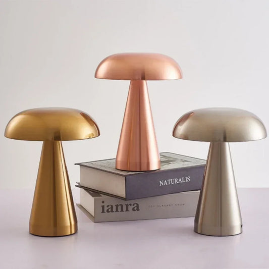 Retro LED Night Light Mushroom Touch Sensor Desk Lamp Rechargeable Reading Lights for Bedroom Restaurant Bar Decor Lighting