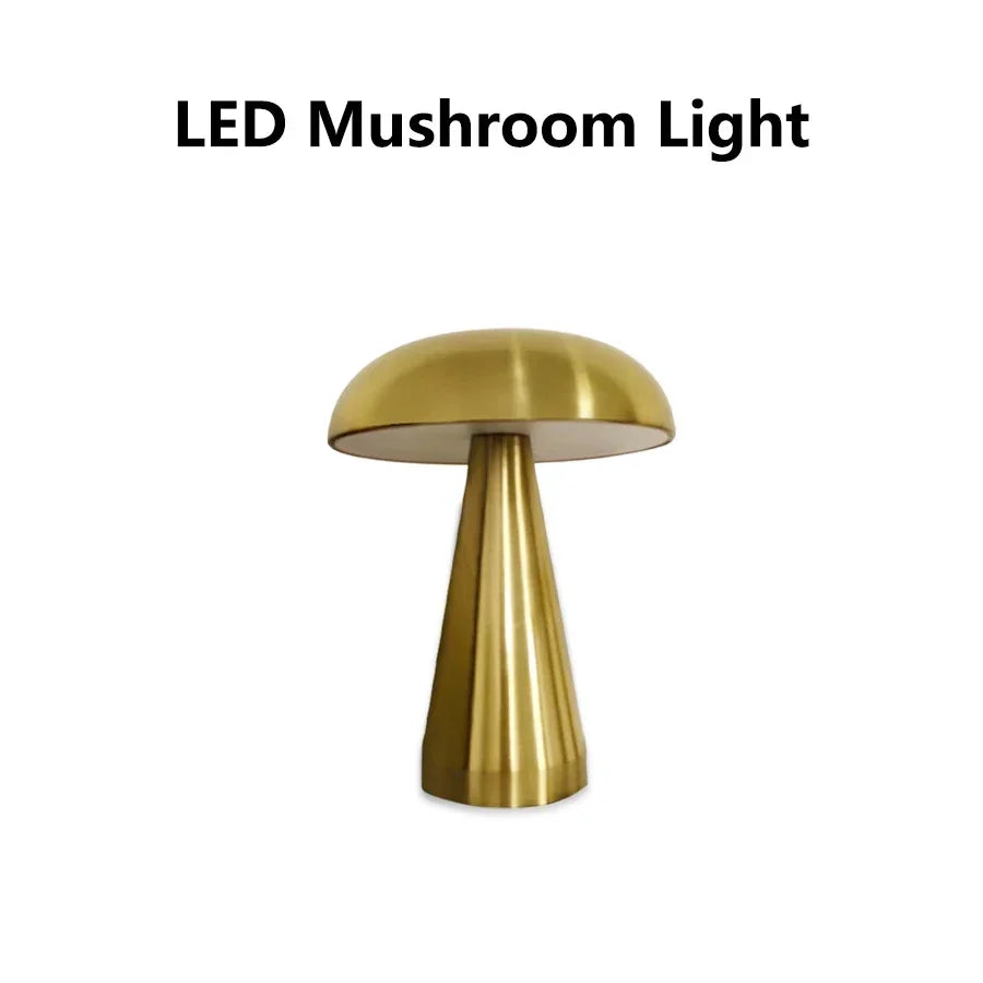 Retro LED Night Light Mushroom Touch Sensor Desk Lamp Rechargeable Reading Lights for Bedroom Restaurant Bar Decor Lighting