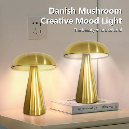 Retro LED Night Light Mushroom Touch Sensor Desk Lamp Rechargeable Reading Lights for Bedroom Restaurant Bar Decor Lighting