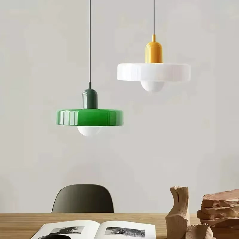 Nordic Retro Glass Pendant Lamps Indoor E27 LED Chandelier Living Room Dining Room Bedroom Kitchen Decorative Lights Fixture
