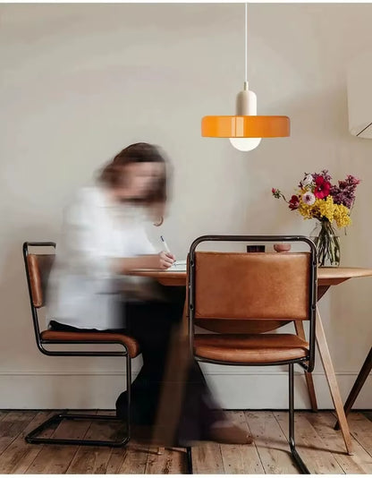 Nordic Retro Glass Pendant Lamps Indoor E27 LED Chandelier Living Room Dining Room Bedroom Kitchen Decorative Lights Fixture