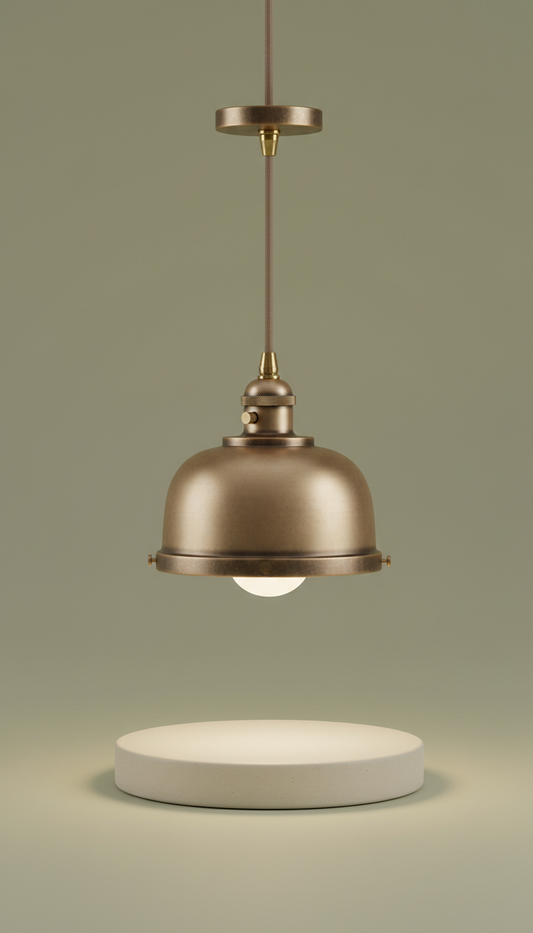Brushed Metal Pendant Light with Opal Diffuser